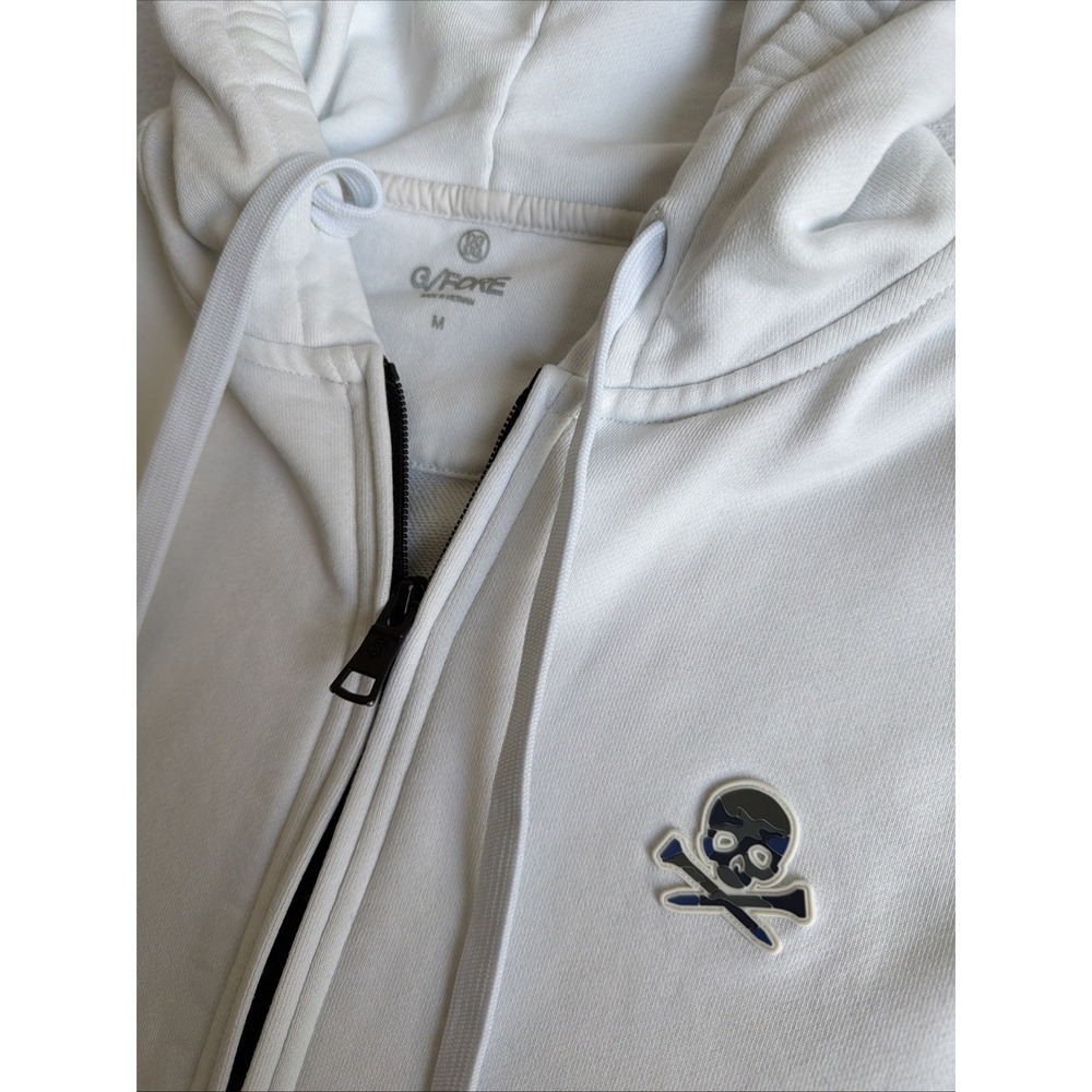 G Fore Mens Medium White Skull & Tees Full Zip Golf Hoodie Jacket G4MF21K73